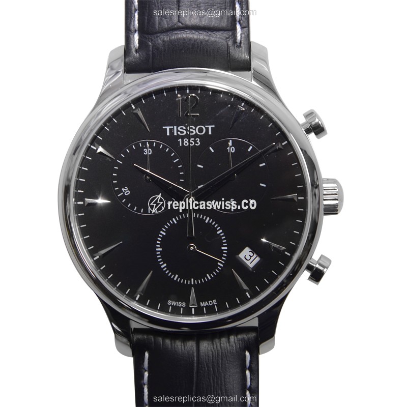 Exquisite Tissot T-Classic Replica with Black Dial Leather Strap, Automatic Movement Watch