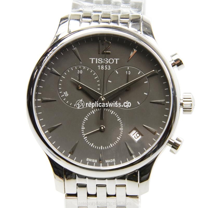 Exquisite Tissot T-CLASSIC Replica with Dark Grey Dial Steel Case, Precision Quartz Movement