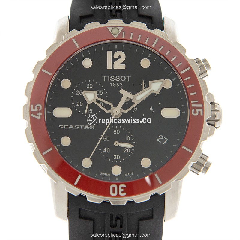 Exquisite Tissot T-SPORT Automatic Replica, Black Dial, Stainless Steel Case & Rubber Strap Watch