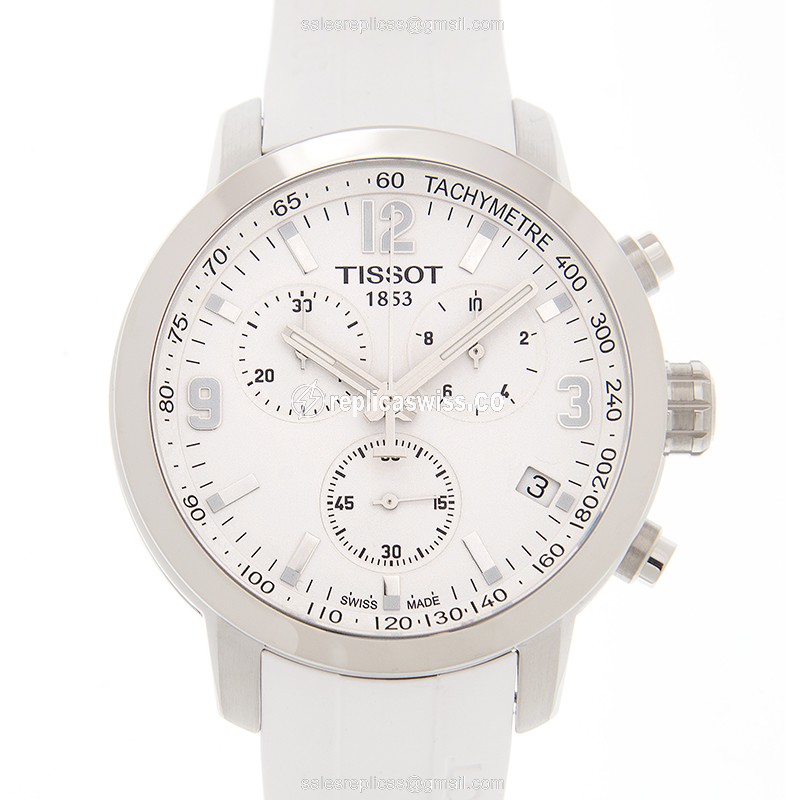 Exquisite Tissot T055.417.17.017.00 T-SPORT Replica in Stainless Steel with White Dial Leather