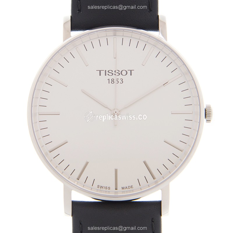 Exquisite Tissot T109.610.16.031.00 Quartz Watch, Elegant White Dial & Luxury Leather Strap