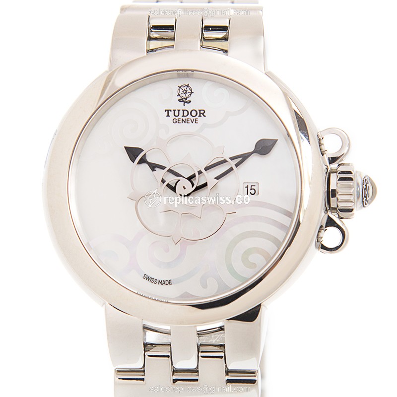 Exquisite Tudor 35400-65740 CLAIR DE ROSE Replica, White Dial, Automatic Steel Case & Silver
