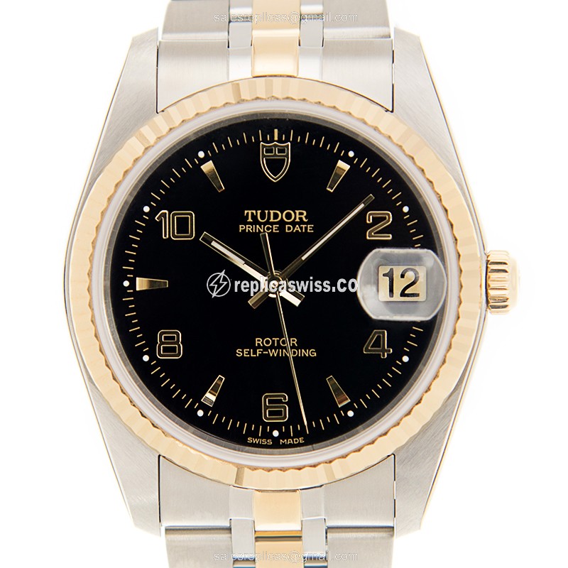 Exquisite Tudor 74033-62473AR-BK Replica Watch with Automatic Movement Black Dial on 18kt Gold