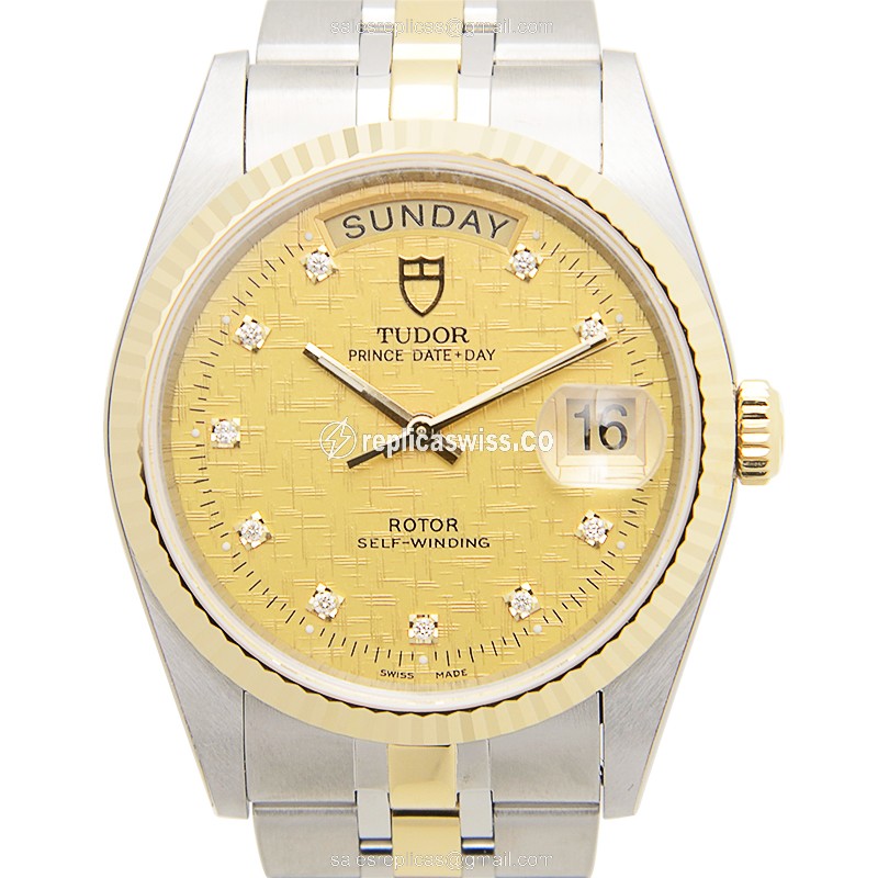 Exquisite Tudor 76213-62483-10DI-CHCL Replica, Automatic Movement, 18kt Gold Case & Silver Bracelet