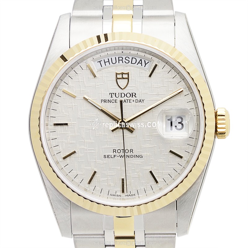 Exquisite Tudor 76213 Silver Dial Automatic Watch | 18kt Gold Steel Case & Band