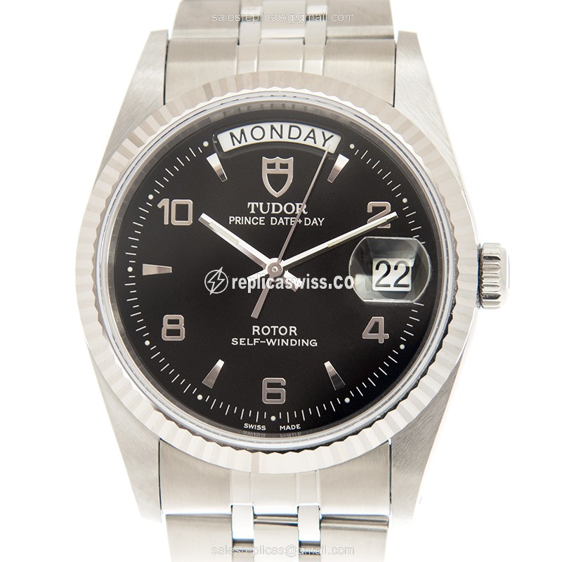 Exquisite Tudor 76214AR Date-Day Replica, Automatic Movement, Black Dial & Steel Case Watch