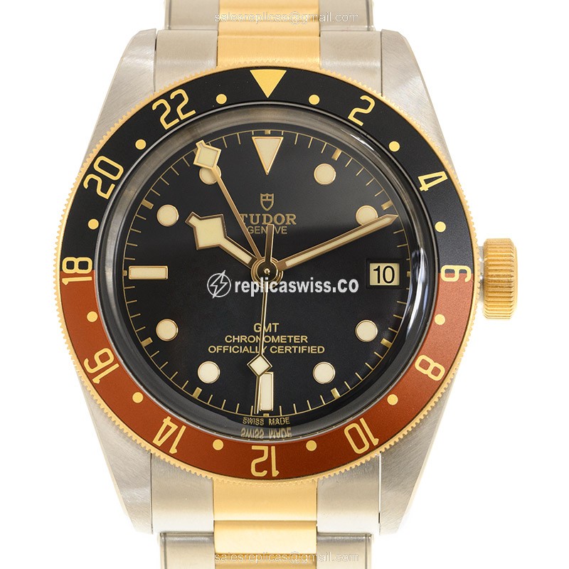 Exquisite Tudor Black Bay GMT S&G Replica | Automatic Caliber | 18kt Gold Steel Case Watch