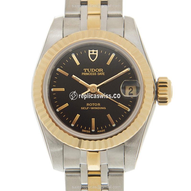 Exquisite Tudor PRINCESS DATE Replica with Automatic Movement & Polished 18kt Gold Case Watch
