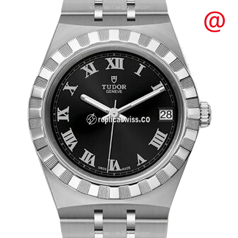 Exquisite Tudor Royal 28400-91060 Replica in Black Dial Stainless Steel Case, Automatic