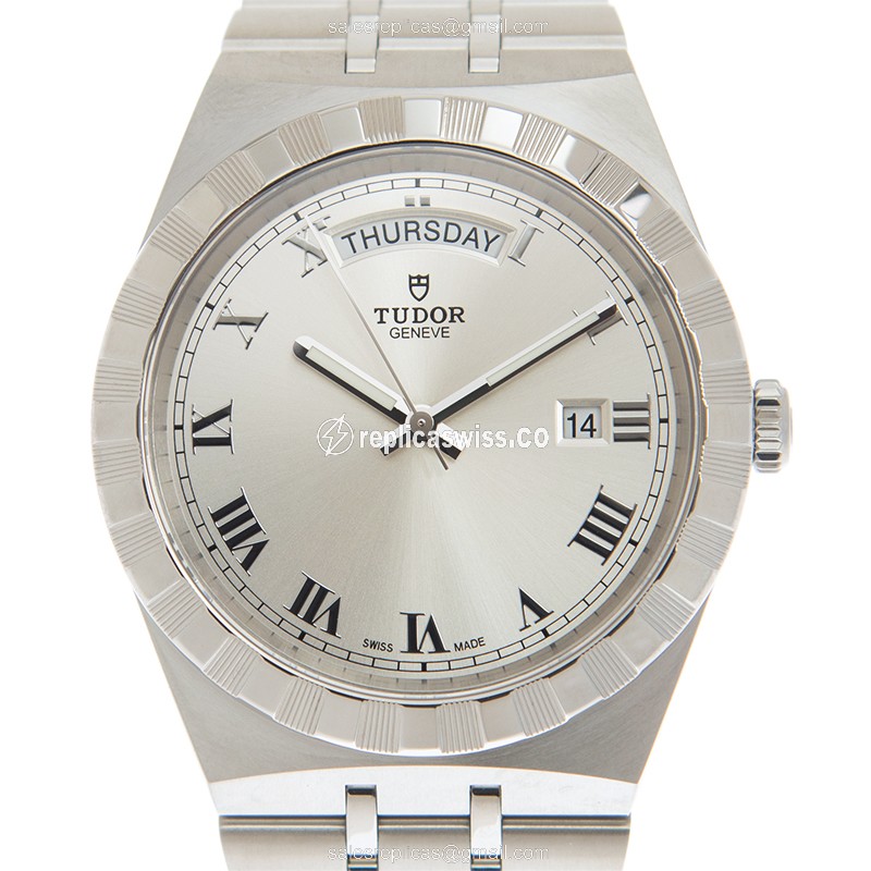 Exquisite Tudor Royal 28600-91060 Silver Automatic Replica with Stainless Steel Case & Clasp Watch