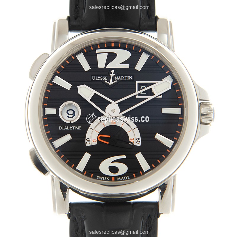Exquisite Ulysse Nardin 243-55/62 DUAL TIME Replica with Black Dial Automatic Movement Watch