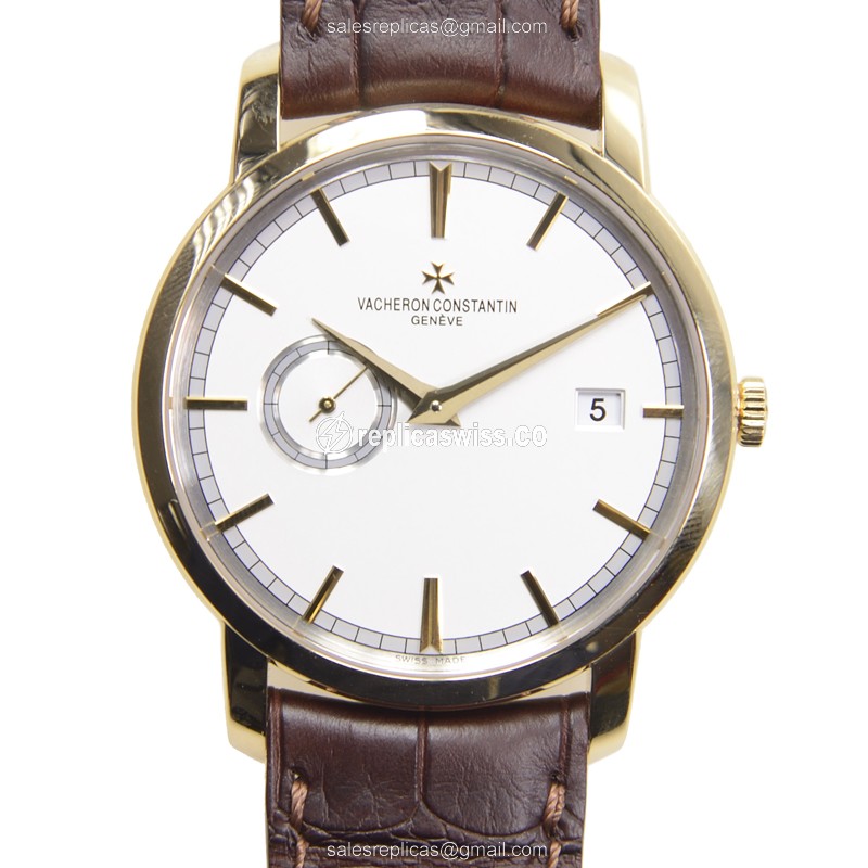 Exquisite Vacheron Constantin 87172/000J-9512 TRADITIONNELLE Automatic Gold Replica, White Dial