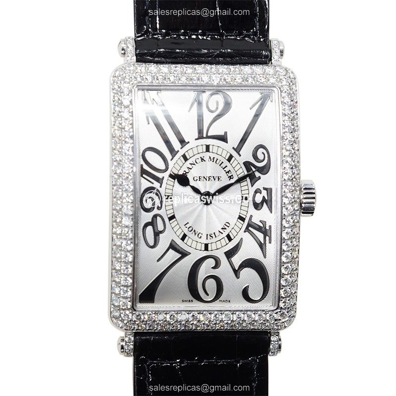 Franck Muller 1002 Long Island Replica in 18kt White Gold, Silver Dial, Quartz Movement Watch