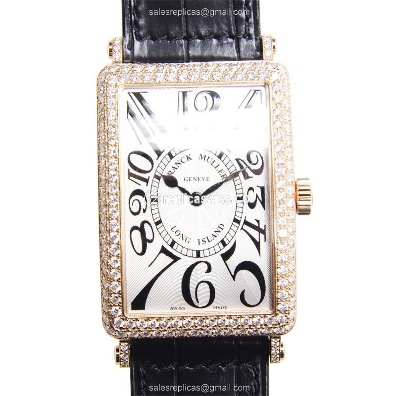 Franck Muller 1002 QZ D Long Island Replica | Silver Dial, 18kt Rose Gold Case Watch