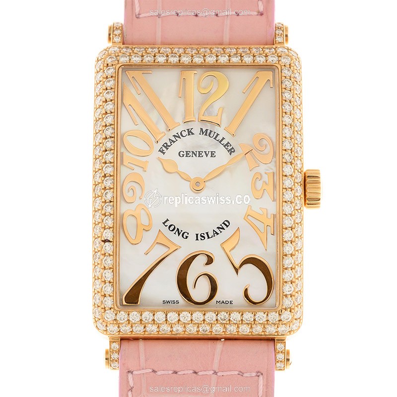 Franck Muller 1002 QZ Replica with White Dial 18kt Rose Gold Case, Automatic Movement Watch
