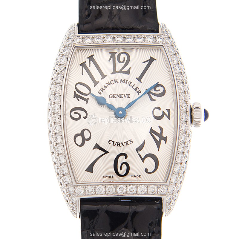 Franck Muller 1752 Cintree Curvex Quartz Replica | Silver Dial, Alligator Strap Watch
