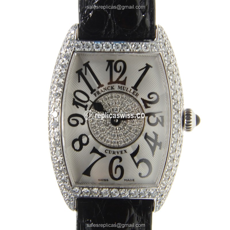 Franck Muller 1752 Curvex Replica with Silver Dial & 18kt White Gold Case Watch