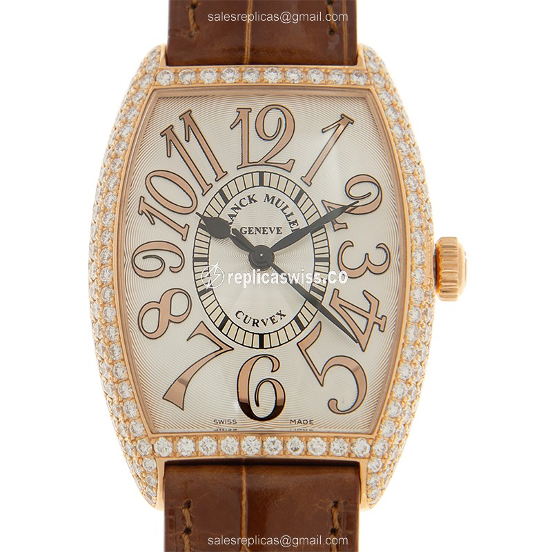 Franck Muller 2852 H SC CINTREE CURVEX White Dial Replica in 18kt Rose Gold, Automatic Movement &