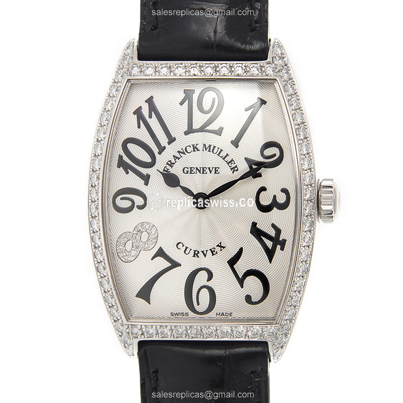 Franck Muller 2852 QZ D 1R CINTREE CURVEX Replica Watch | Silver Dial, Alligator Strap