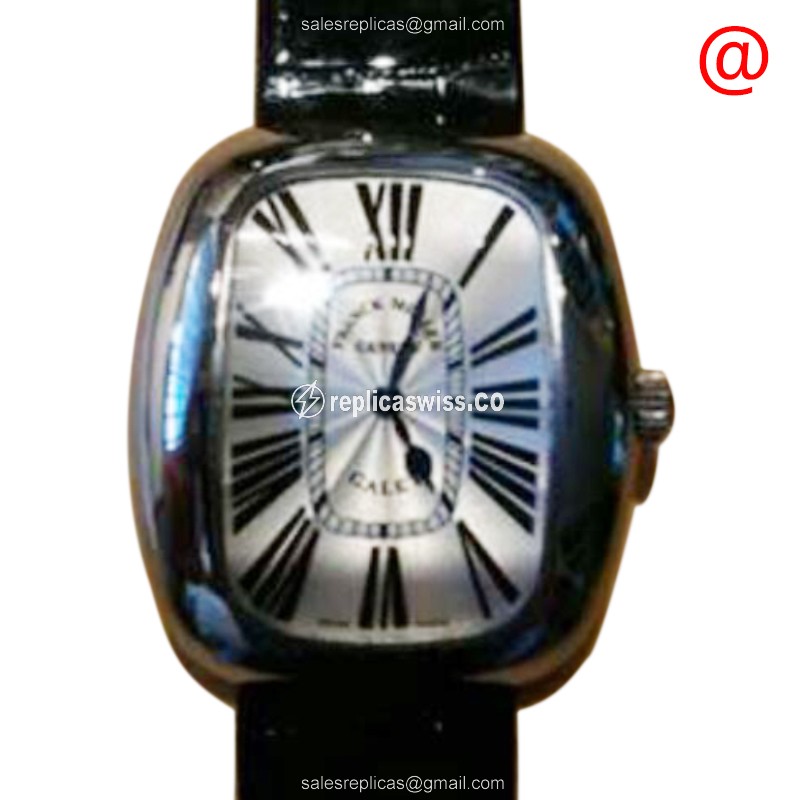 Franck Muller 3002 M Galet Replica in Stainless Steel, Silver Dial & Leather Strap Watch