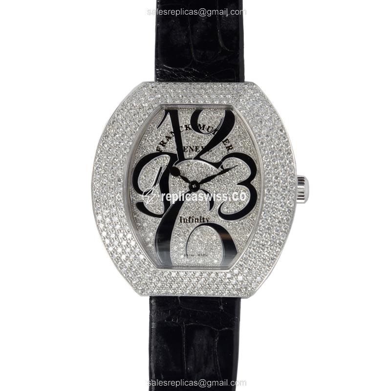 Franck Muller 3540 QZ Infinity Replica with Silver Dial, Alligator strap & Sapphire Crystal Watch