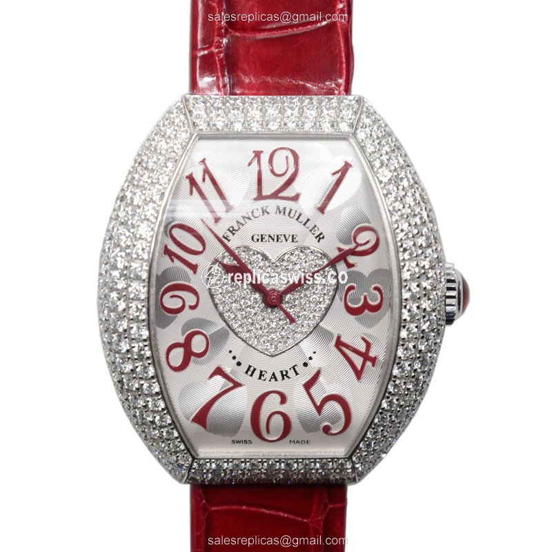 Franck Muller 5000 H SC D3 1P Replica in 18kt White Gold & Diamond, Automatic Movement & Silver