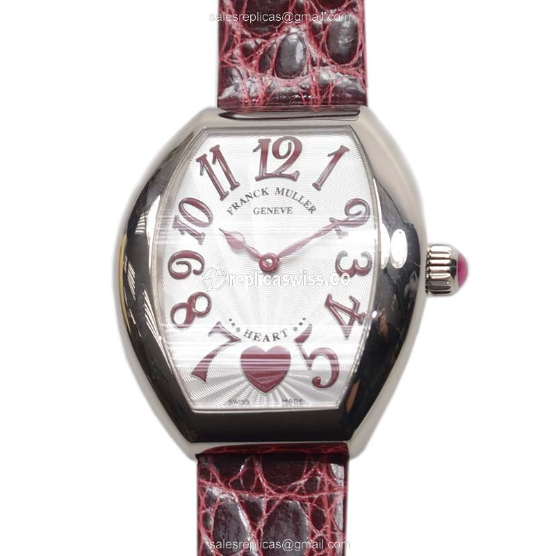Franck Muller 5002 L Heart Timepiece | Silver Dial, 18kt Gold Case & Alligator Strap Watch