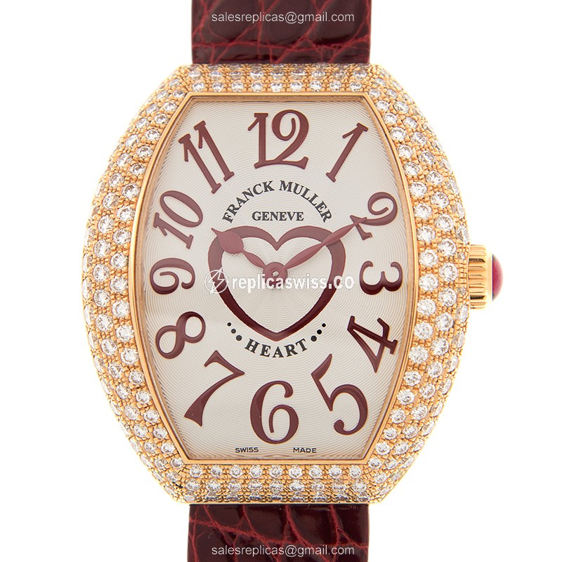 Franck Muller 5002 M QZ Heart Replica, Silver Dial, 18kt Rose Gold Case Watch