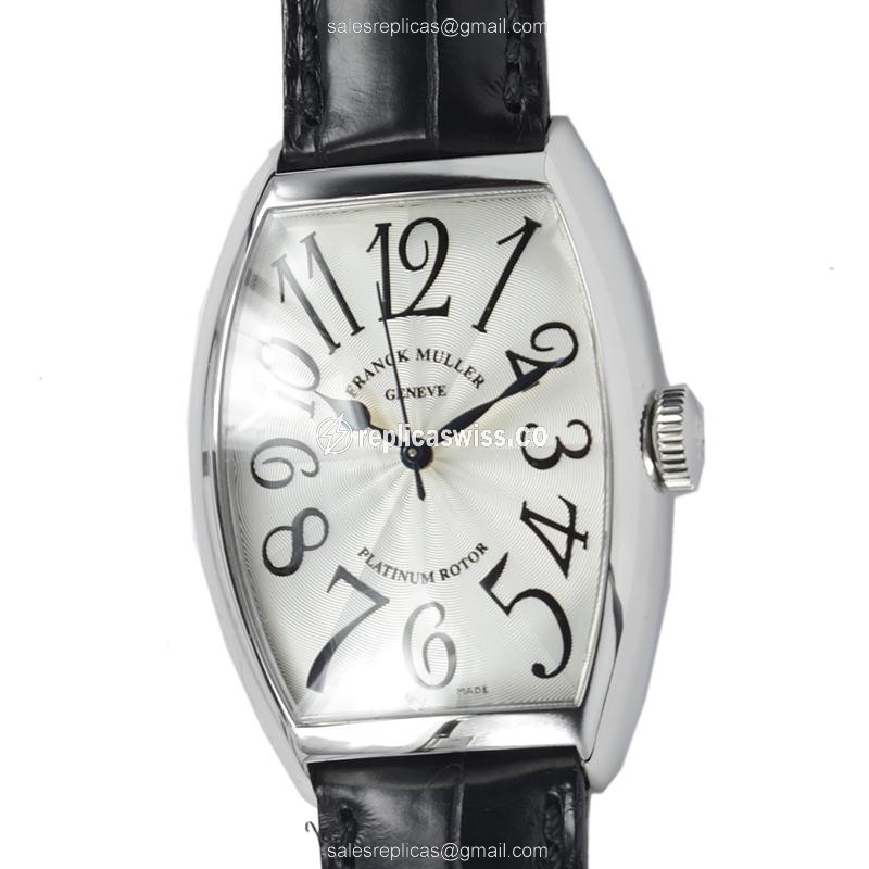 Franck Muller 5850 SC Cintree Curvex Silver Dial, Automatic Movement, Leather Strap Watch