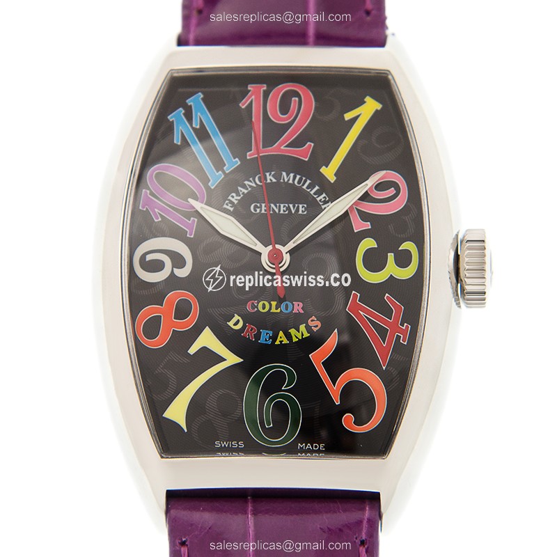 Franck Muller 5850 SC COL DRM AC Automatic Watch with Black Dial Alligator strap