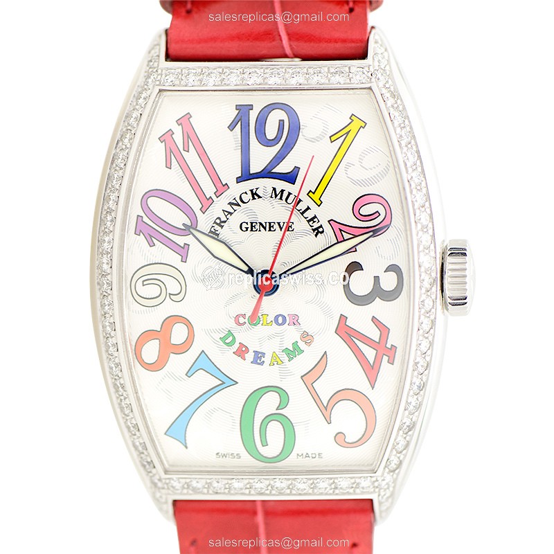 Franck Muller 5850 SC COL DRM D 1R Replica, White Dial, Alligator Strap, Sapphire Crystal Watch