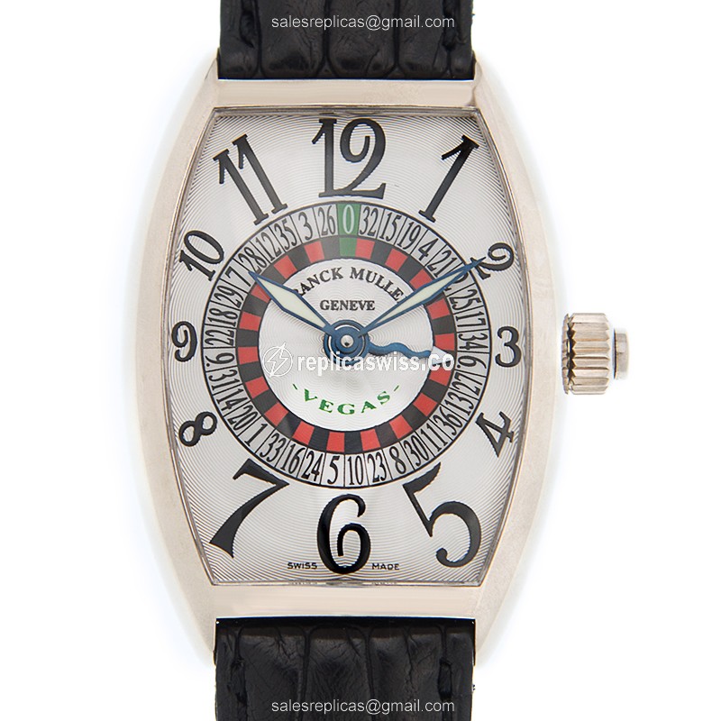 Franck Muller 5850 VEGAS CINTREE CURVEX Automatic Gold Case | Silver Dial | Alligator Strap Watch