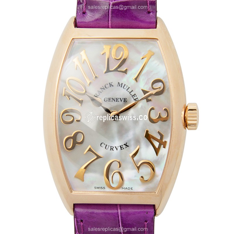 Franck Muller 5852 Cintree Curvex Replica Watch | White Dial, 18kt Rose Gold Case
