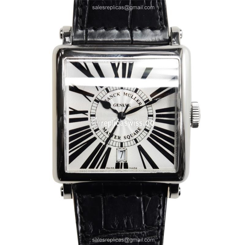 Franck Muller 6000 H SC DT R Master Square Automatic Steel Watch with White Dial Black