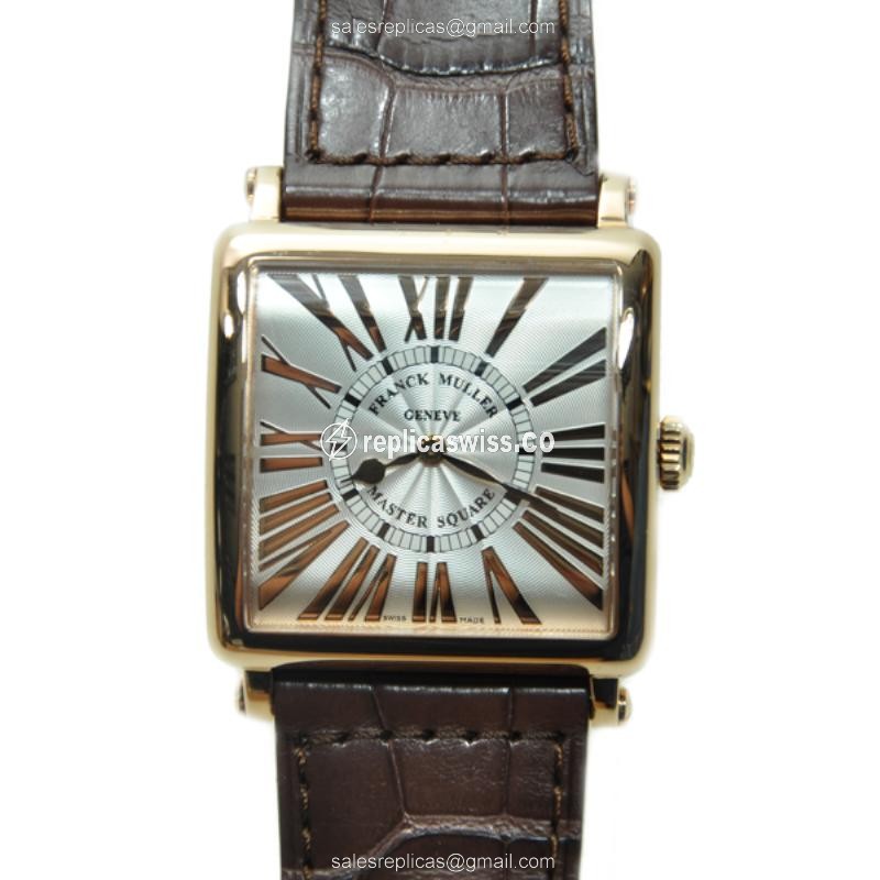 Franck Muller 6002 M QZ REL R 5N Master Square Quartz replica, 18kt Rose Gold case, Silver dial