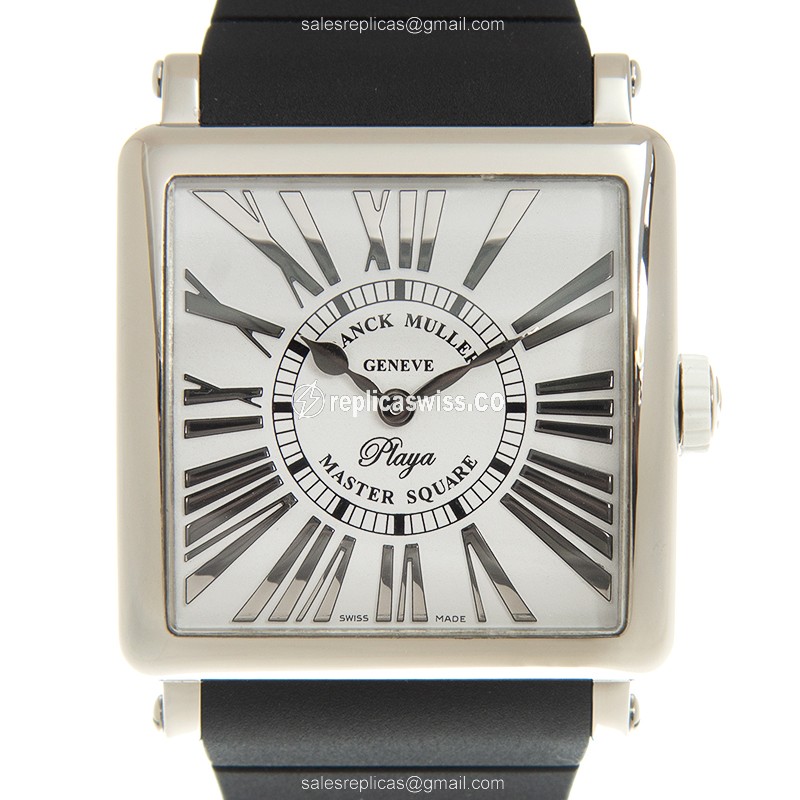 Franck Muller 6002 M QZ REL R PLY Master Square | Silver Dial, Stainless Steel Case & Rubber Strap