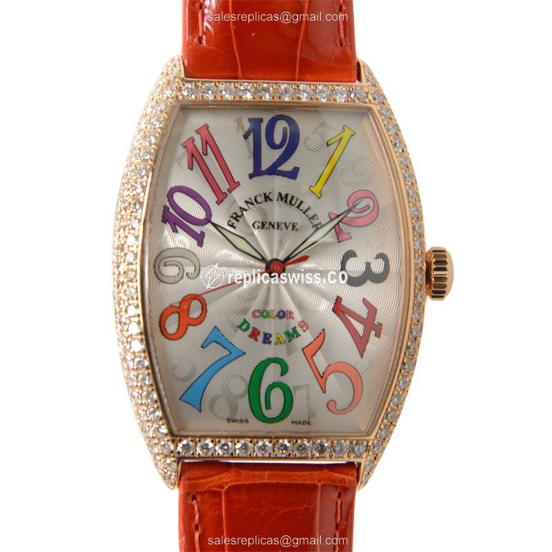 Franck Muller 6850 SC COL D Replica with Automatic Movement 18kt Rose Gold Diamond Case Watch