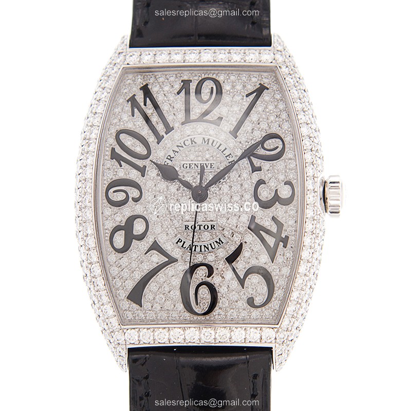 Franck Muller 6850 SC D CD Curvex Replica in 18kt White Gold, Automatic Movement & Silver Dial Watch