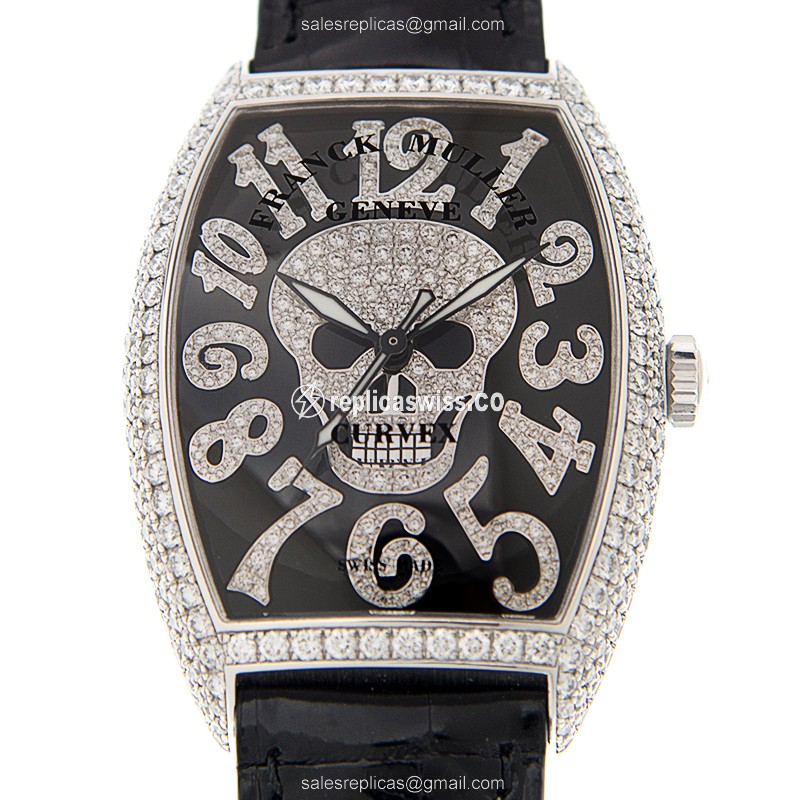 Franck Muller 6850 SC GOTH Cintree Curvex Replica in 18kt White Gold, Automatic Movement, Black