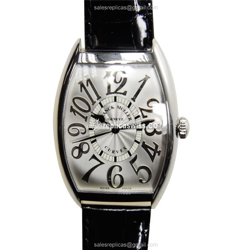Franck Muller 6850 SC REL Curvex Automatic Steel Case, Silver Dial, Black Alligator Strap Watch