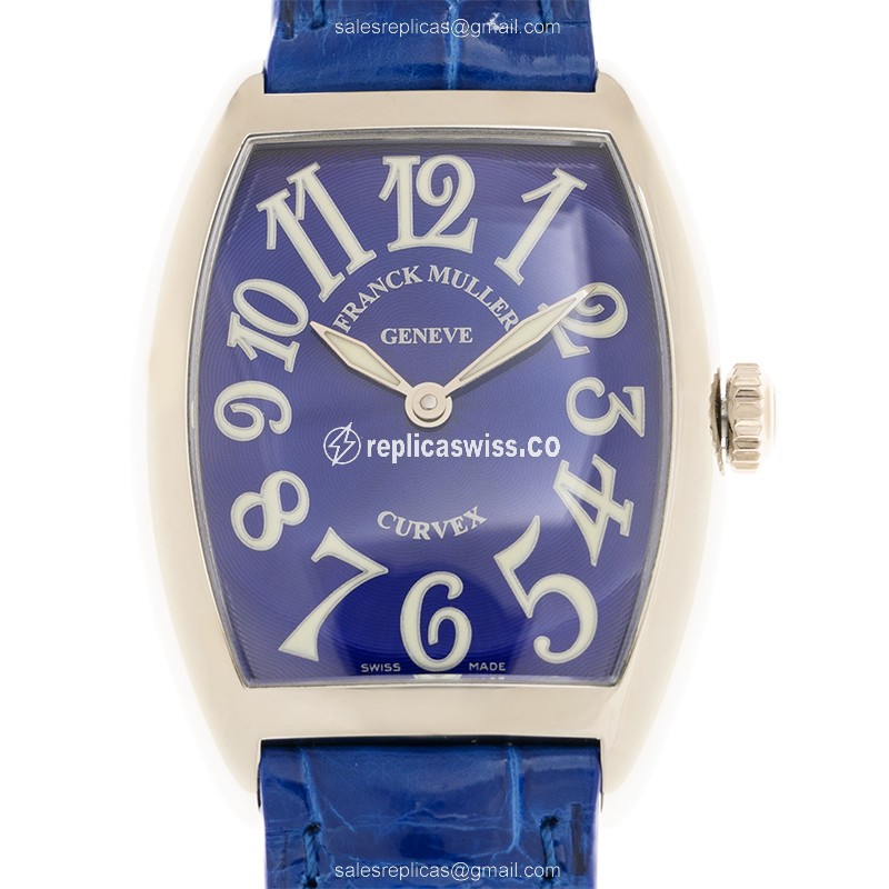 Franck Muller 7502 QZ AC Curvex Blue Quartz Steel Case with Blue Leather Strap Watch
