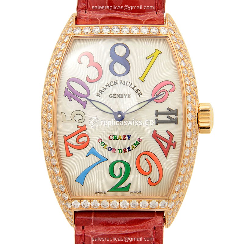 Franck Muller 7851 CH COL DRM D 5N Replica, Automatic Movement, 18kt Rose Gold Case & Diamond Bezel