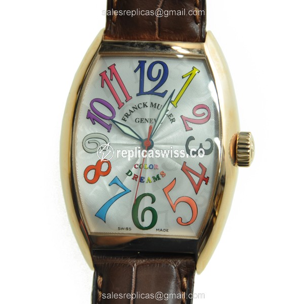 Franck Muller 7851 SC COL DRM Replica, White Dial, Automatic Movement, 18kt Gold Case Watch