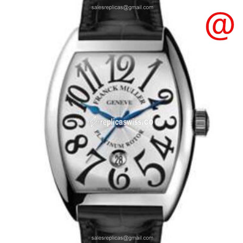 Franck Muller 7851 SC DT BL Cintree Curvex Automatic Steel Case Silver Dial Leather Strap Sapphire
