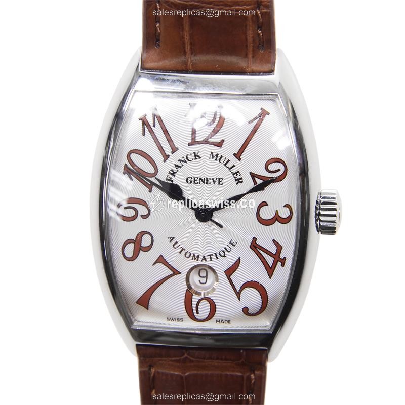 Franck Muller 7851 SC DT Curvex Automatic Silver Dial & Leather Strap Watch