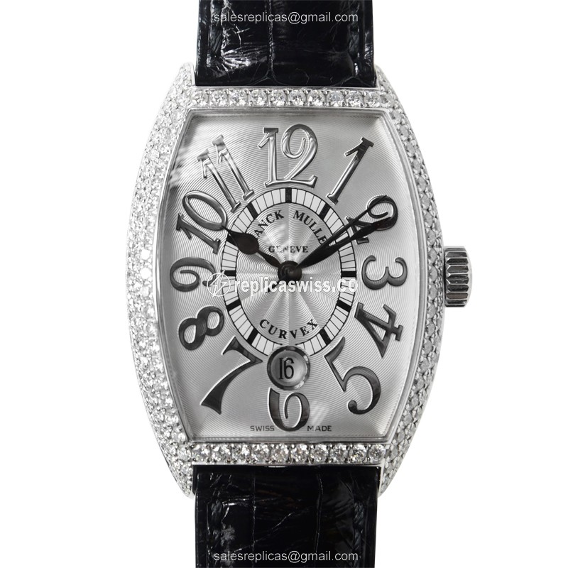 Franck Muller 7851 SC DT REL D Replica Watch | Automatic Movement | 18kt White Gold Case & Diamond
