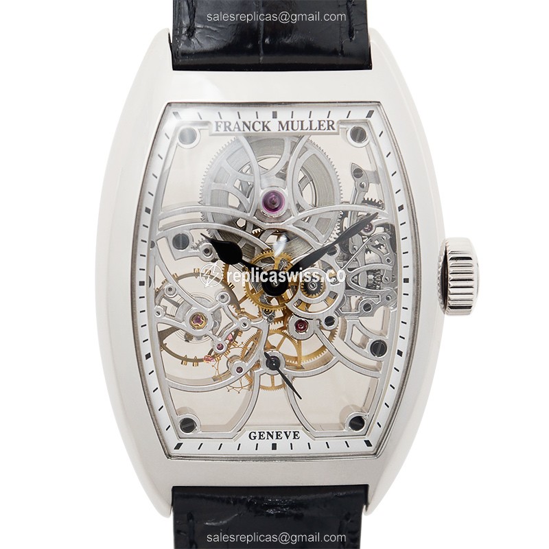 Franck Muller 7880 B S6 Skull Dial Gold Replica, Manual Wind, Black Alligator Strap Watch