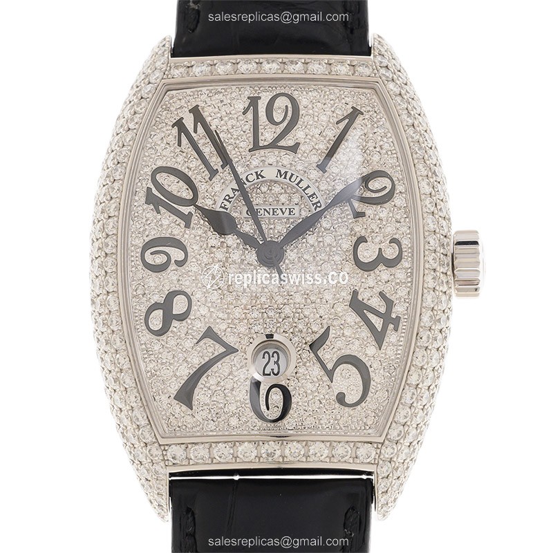Franck Muller 7880 SC Casablanca Replica in 18kt White Gold, Automatic Movement & Silver Dial Watch