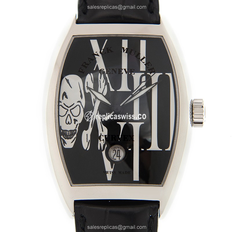 Franck Muller 7880 SC DT GOTH Replica | Automatic Movement | Black Dial & Alligator Strap Watch