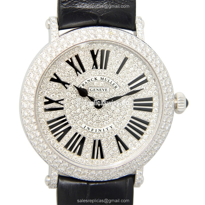 Franck Muller 8038 Replica with Silver Dial, 18kt White Gold Case, Automatic Movement Watch